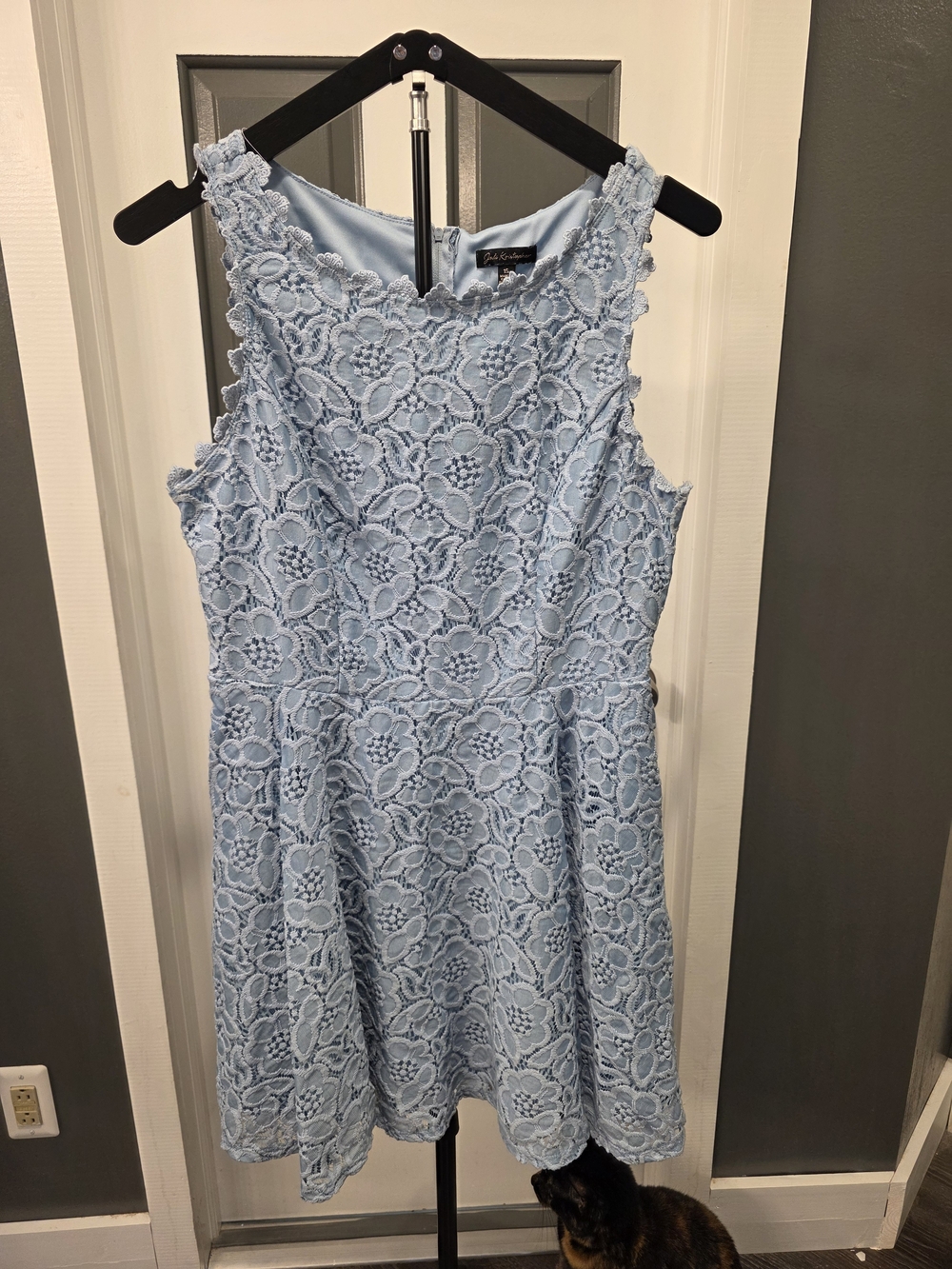 Jodi Kristopher Light Blue Floral Lace Mini Dress